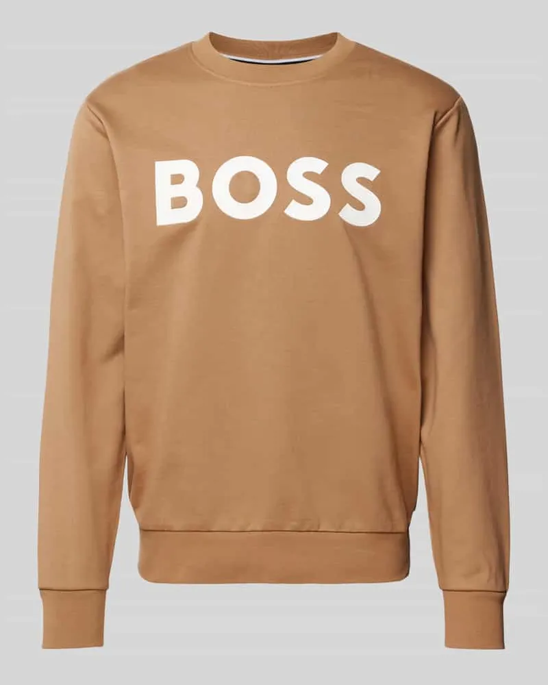 HUGO BOSS Sweatshirt mit Label-Print Modell 'Soleri Beige