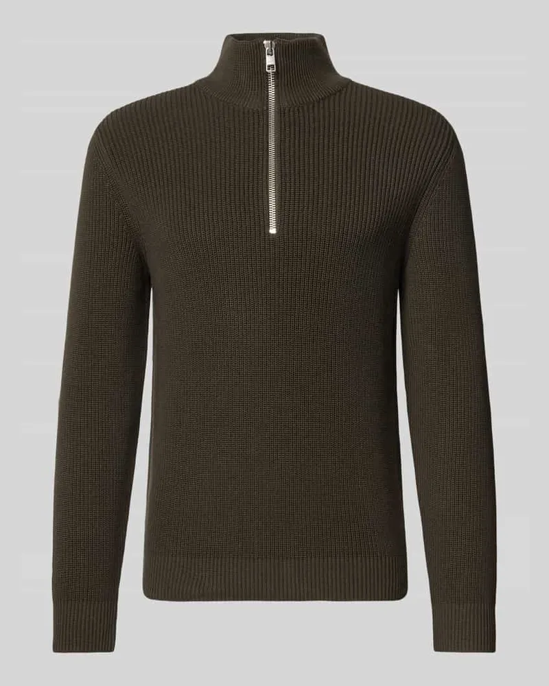 Marc O'Polo Regular Fit Troyer aus reiner Baumwolle Dunkelbraun