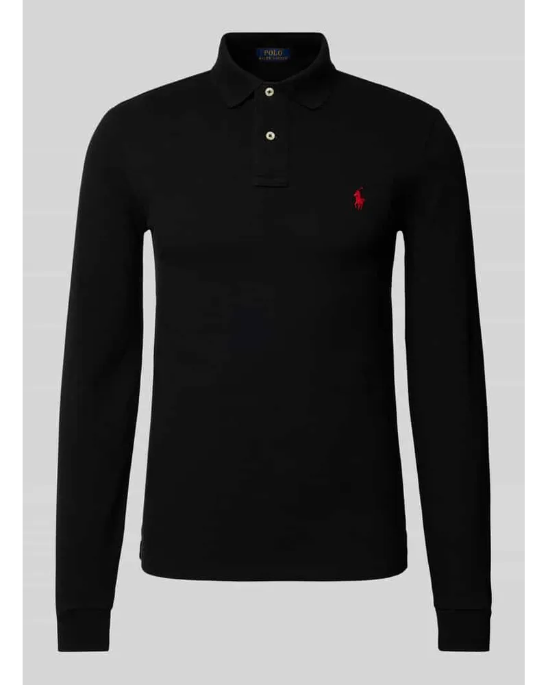 Ralph Lauren Slim Fit Poloshirt im langärmeligen Design Black