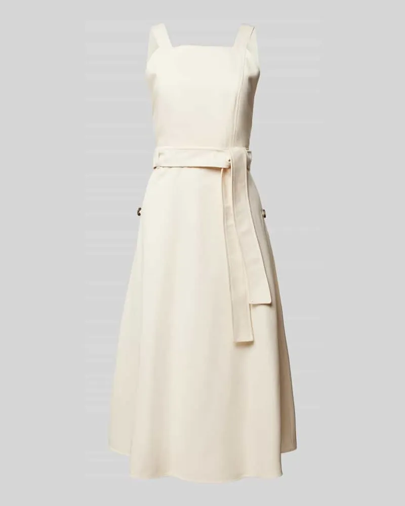 Max Mara Knielanges Kleid mit Bindegürtel Modell 'AFFARI Ecru