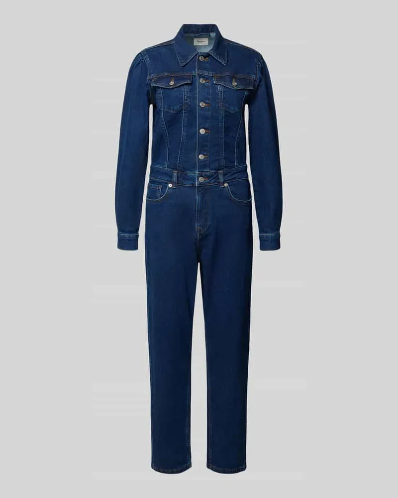 Pepe Jeans Taillierter Jumpsuit aus Baumwoll-Mix Model 'VALA Blau