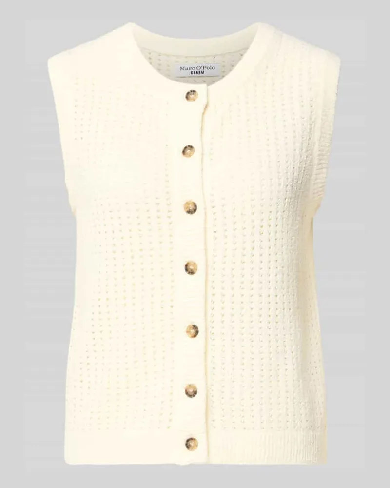 Marc O'Polo Slim Fit Strickweste aus Baumwoll-Mix Offwhite