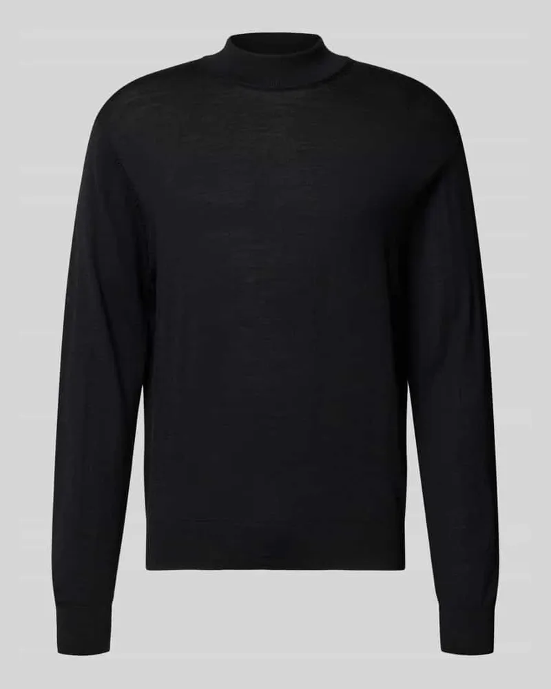 Manuel Ritz Strickpullover mit gerippten Abschlüssen Black