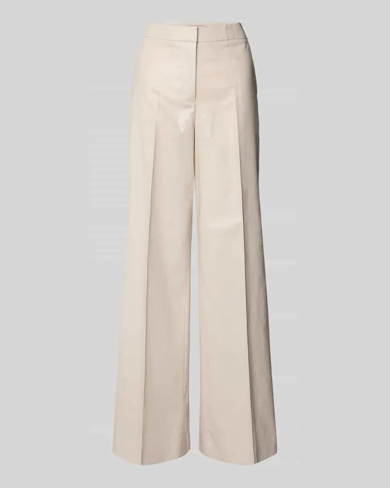 Christian Berg Leinenhose mit Bügelfalte und Eingrifftaschen Beige