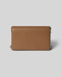 Michael Kors Clutch aus Rindsleder mit Label-Applikation Modell 'JET SET Taupe