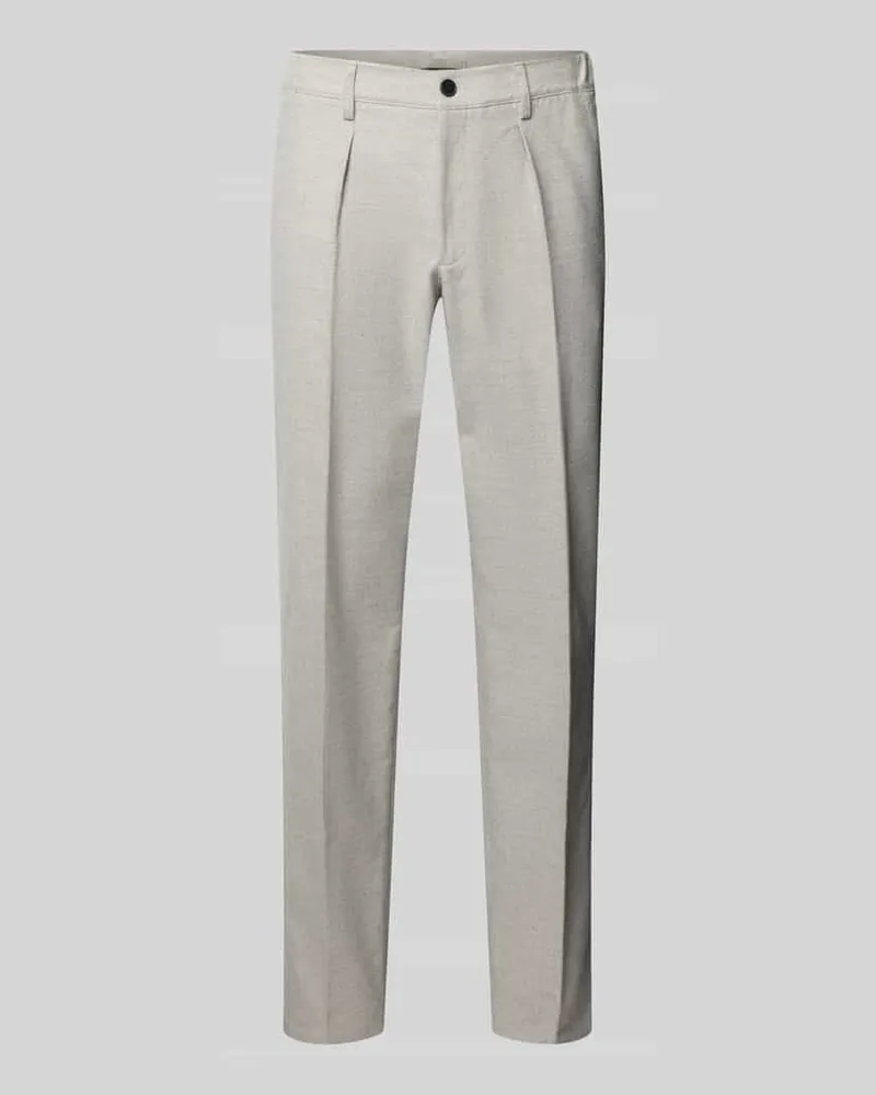 Profuomo Relaxed Fit Hose mit Bügelfalten Hellgrau