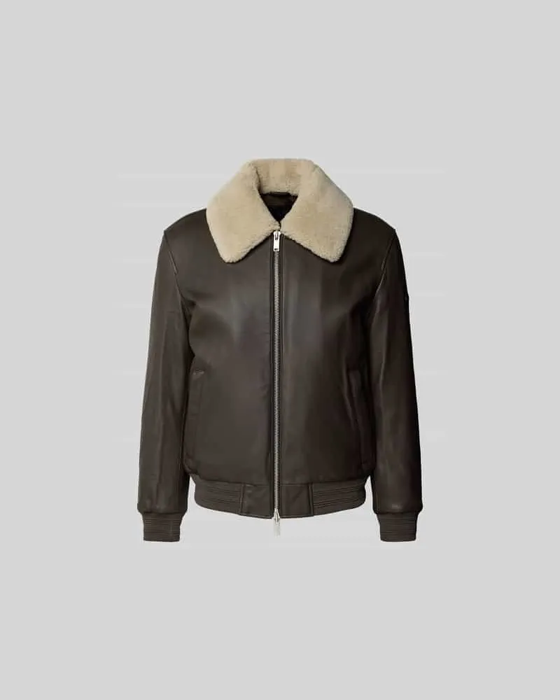 Moose Knuckles Regular Fit Jacke aus echtem Lammleder Dunkelbraun