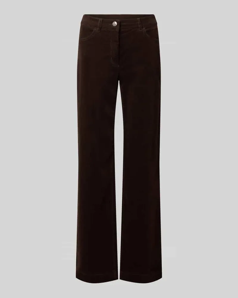 TONI Regular Fit Cordhose mit elastischem Bund Modell 'Jenny Wide Dunkelbraun