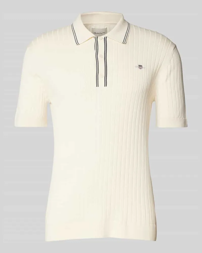 Gant Slim Fit Poloshirt mit Label-Stitching Offwhite