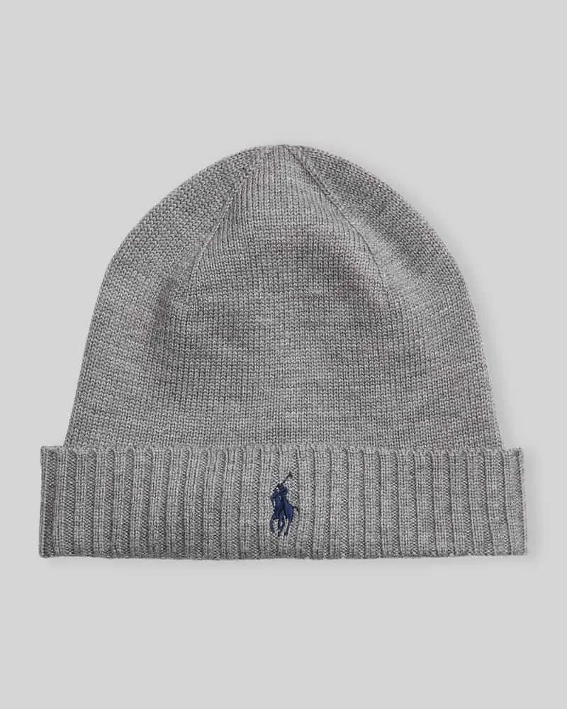 Ralph Lauren Mütze aus reiner Wolle Mittelgrau