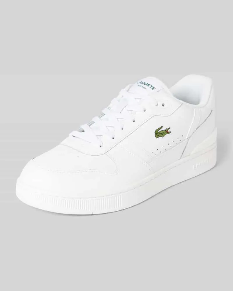 Lacoste Ledersneaker mit Logo-Stitching Weiss