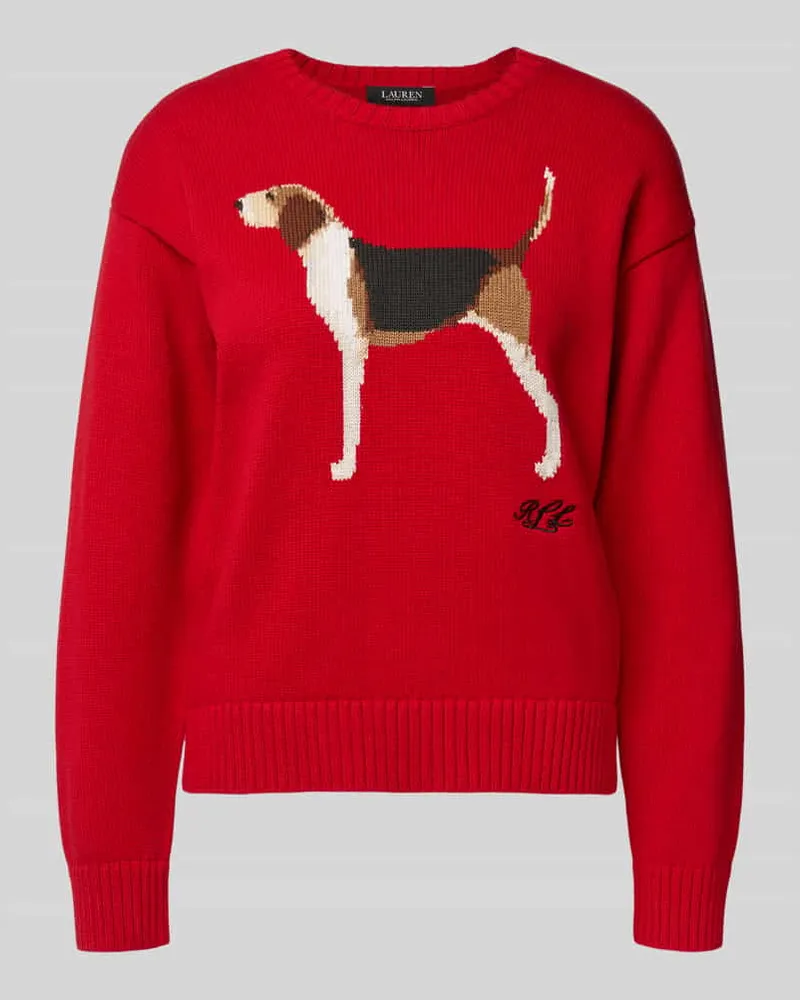 Ralph Lauren Strickpullover mit Motiv und Rundhalsausschnitt Modell 'RIEDNEE Rot