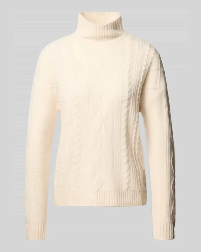 Christian Berg Kaschmirpullover mit Zopfmuster Offwhite