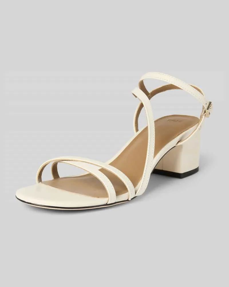 HUGO BOSS Sandalette aus Leder mit Blockabsatz Modell 'Emberlyn Weiss