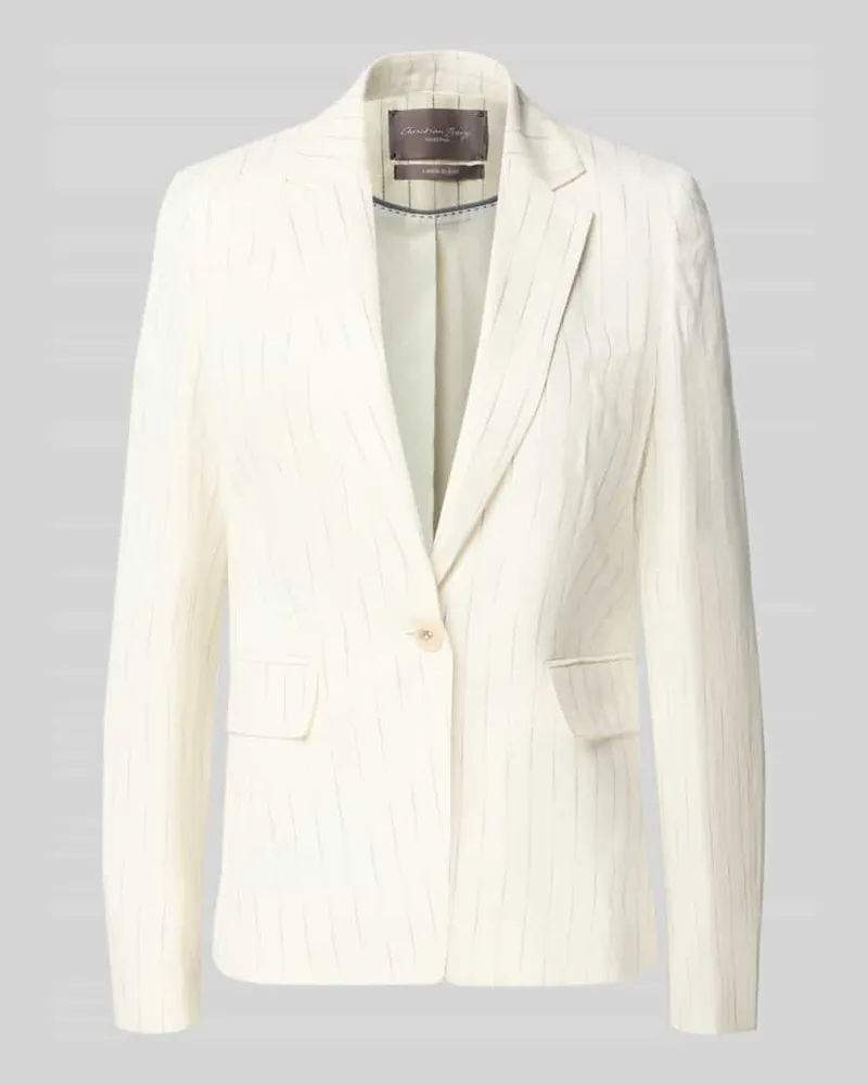 Christian Berg Slim Fit Blazer aus Leinen-Mix mit Streifenmuster Ecru