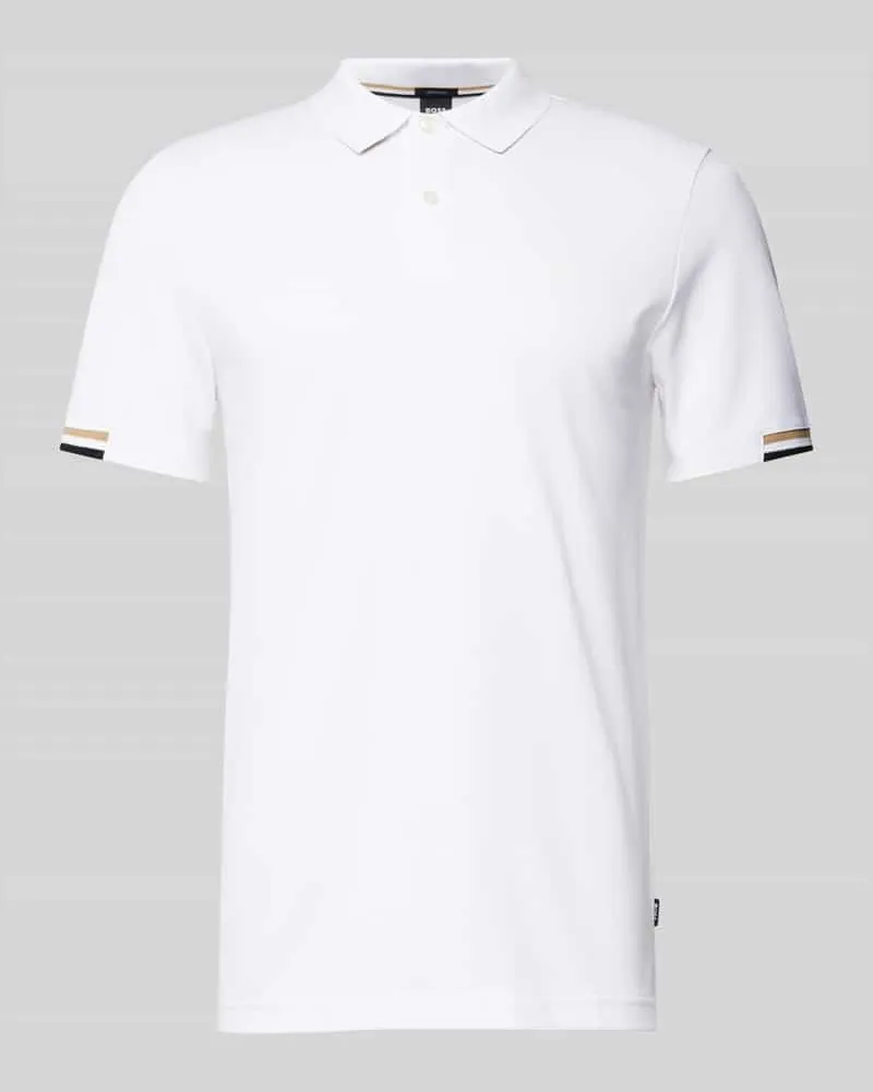 HUGO BOSS Poloshirt mit Label-Print Modell 'Parlay Weiss