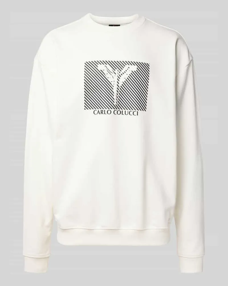 Carlo Colucci Sweatshirt mit Rundhalsausschnitt Offwhite