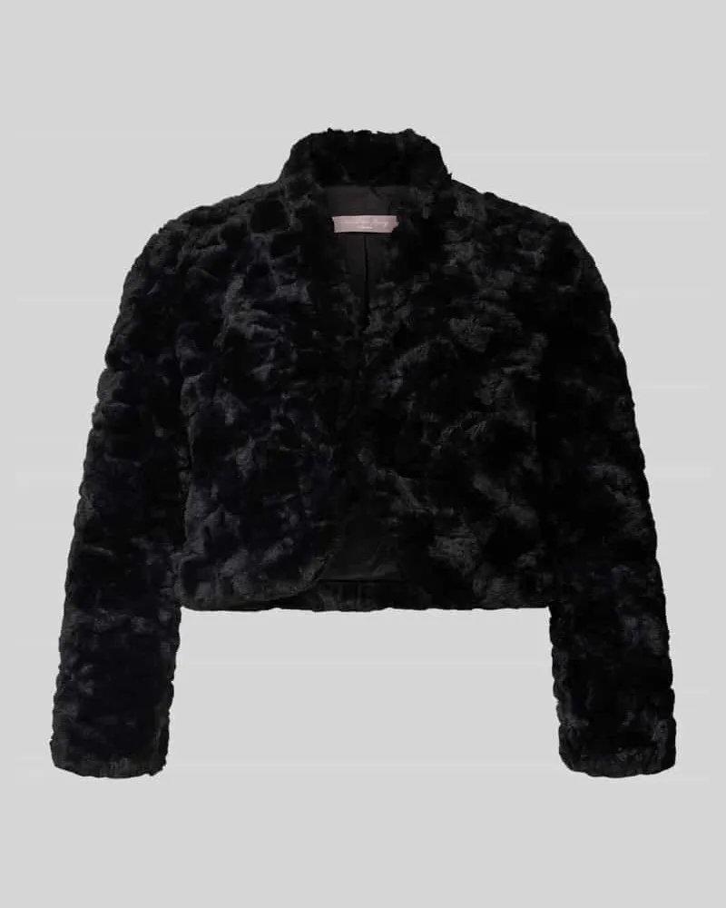 Christian Berg Cropped Jacke aus Kunstfell mit 3/4-Arm Black