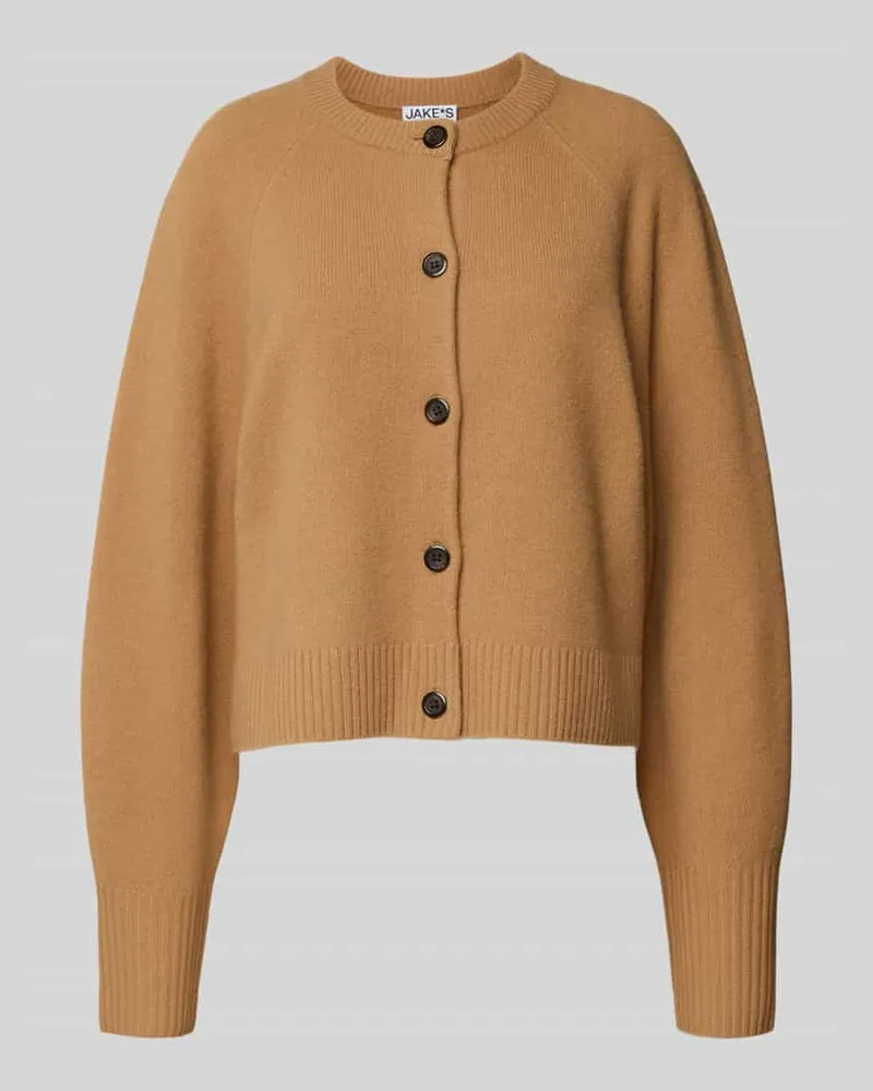 JAKE*S Strickjacke aus Kaschmir mit Rundhalsausschnitt Camel