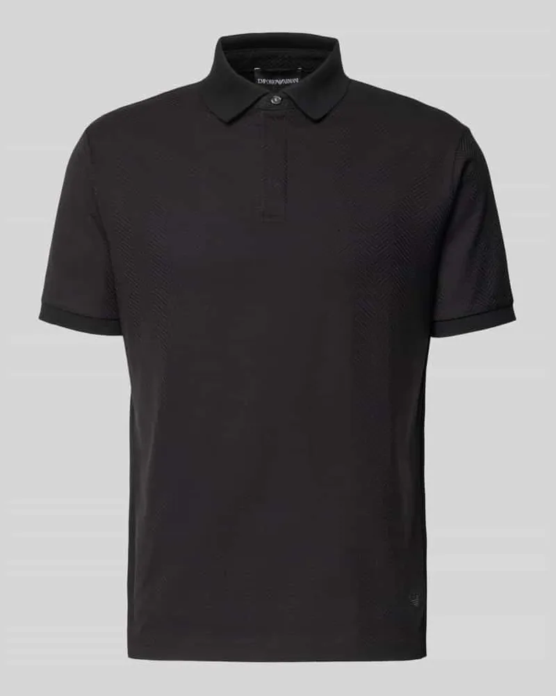 Emporio Armani Slim Fit Poloshirt mit Strukturmuster Black