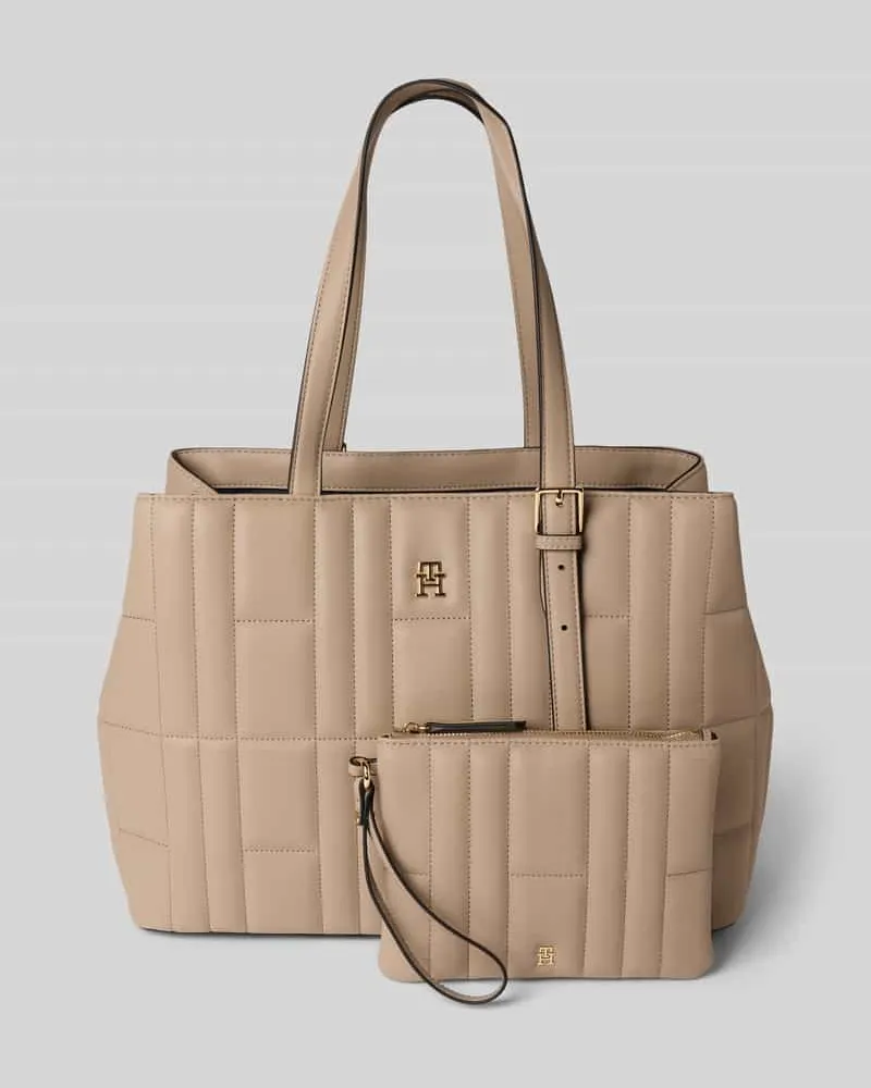 Tommy Hilfiger Henkeltasche mit Steppnähten Taupe
