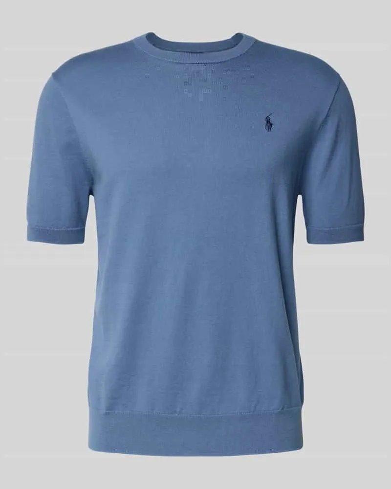 Ralph Lauren Strickshirt mit Rundhalsausschnitt und Label-Stitching Rauchblau