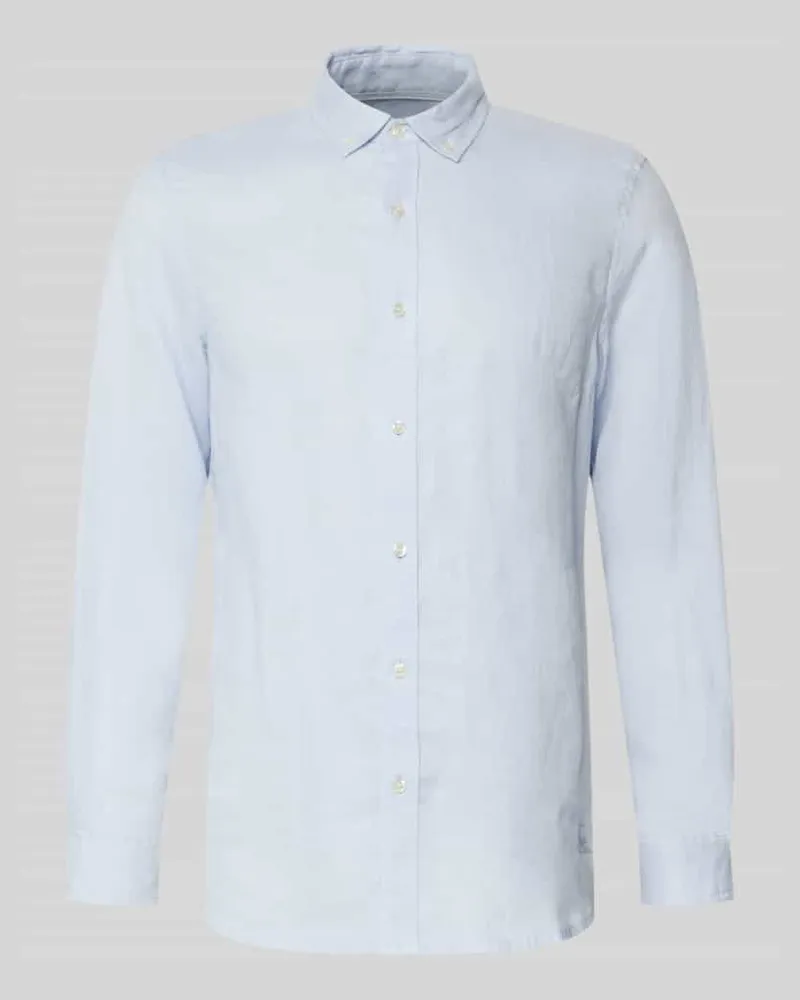 Scotch&Soda Regular Fit Leinenhemd mit Button-Down-Kragen Bleu