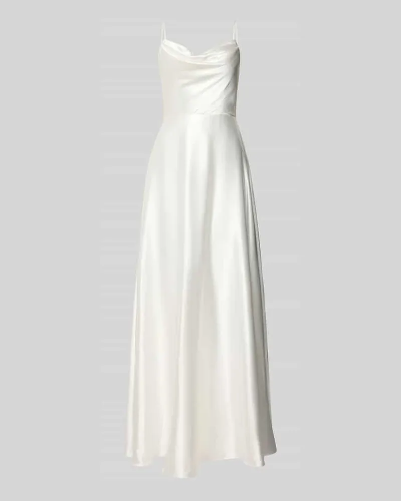 LUXUAR Abendkleid aus Satin mit Wasserfall-Ausschnitt Offwhite