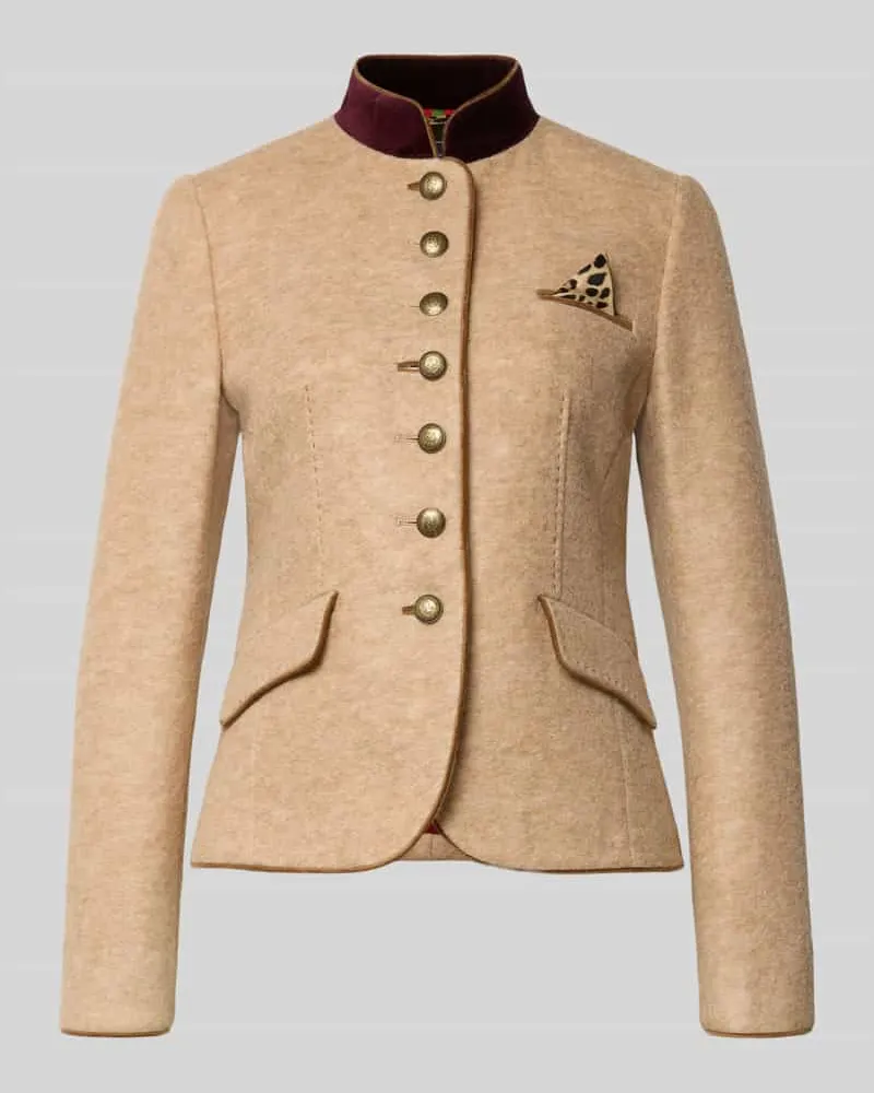 White Label Slim Fit Blazer aus Woll-Mix mit Pattentaschen Sand
