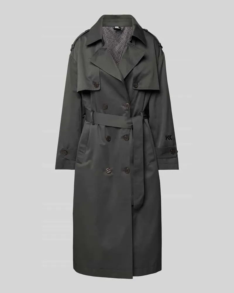 Karo Kauer Trenchcoat mit Bindegürtel Anthrazit