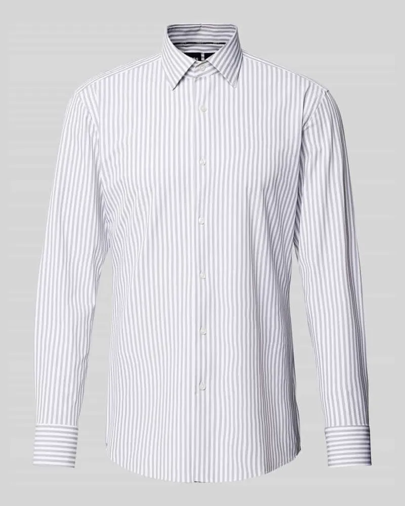 HUGO BOSS Slim Fit Business-Hemd mit Kentkragen Modell 'Hank Anthrazit