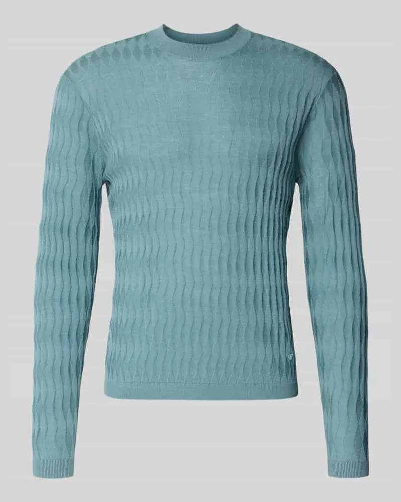 Emporio Armani Strickpullover mit gerippten Abschlüssen Tuerkis