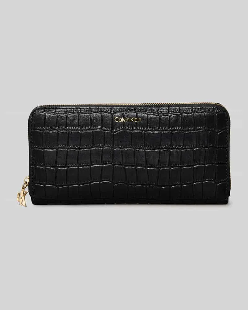 Calvin Klein Portemonnaie aus echtem Leder mit Label-Schriftzug Black