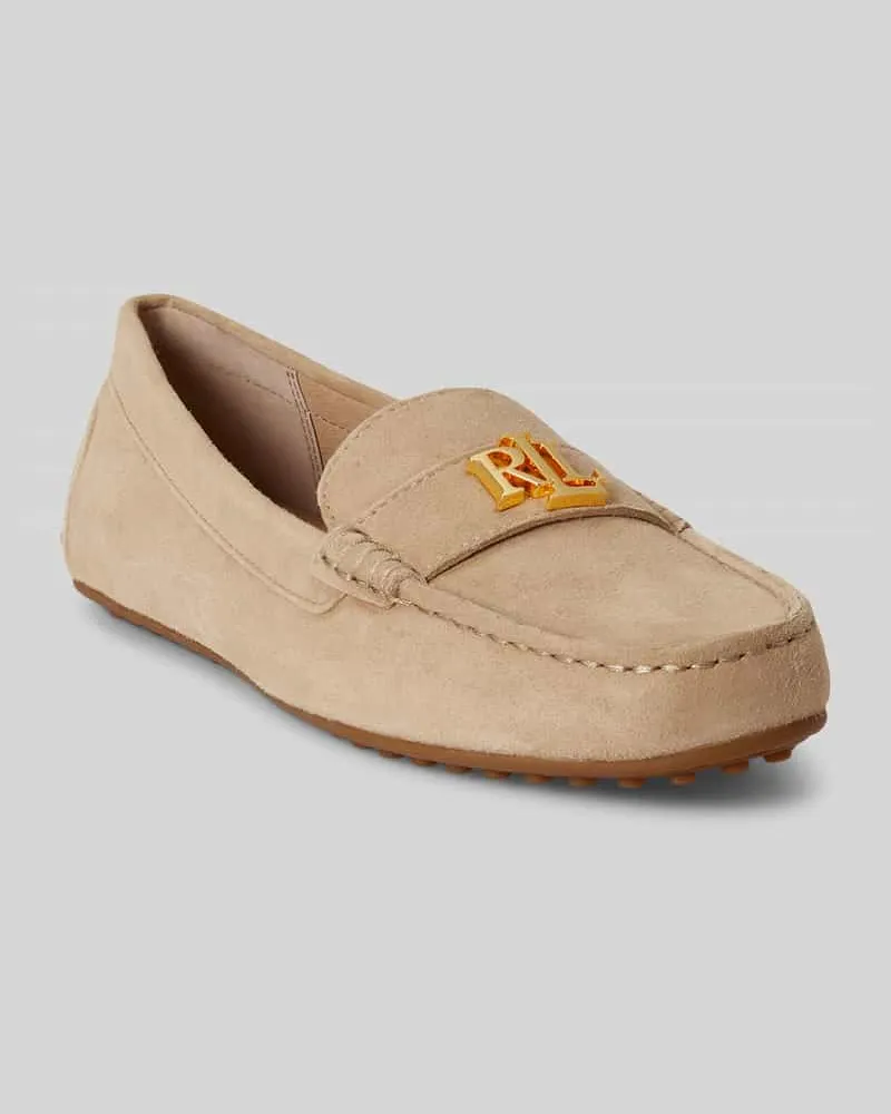 Ralph Lauren Slipper aus echtem Veloursleder Beige