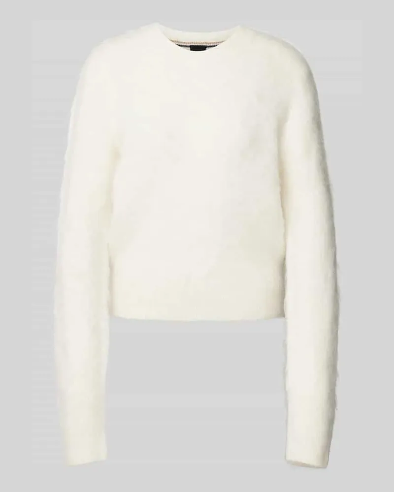 HUGO BOSS Strickpullover mit gerippten Abschlüssen Modell 'Fleuretty Offwhite