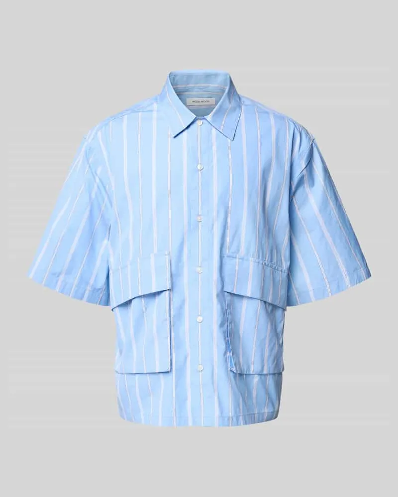 Wood Wood Relaxed Fit Freizeithemd mit Pattentaschen Modell 'milfed Hellblau
