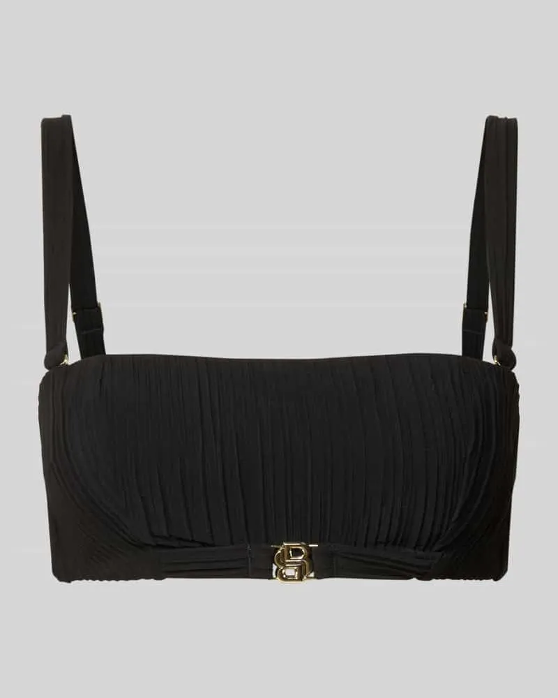 HUGO BOSS Bandeau-Bikinitop mit Plisée Falten Black