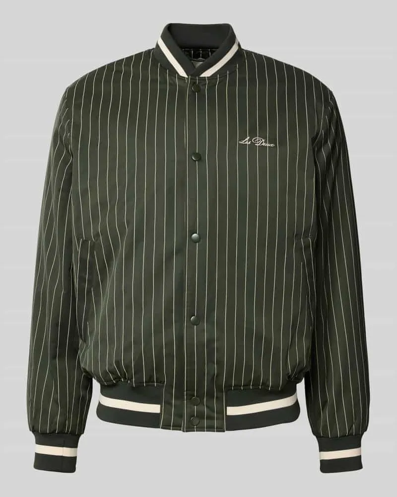 LES DEUX Bomberjacke mit Label-Stitching Modell 'Varsity Tech Dunkelgruen