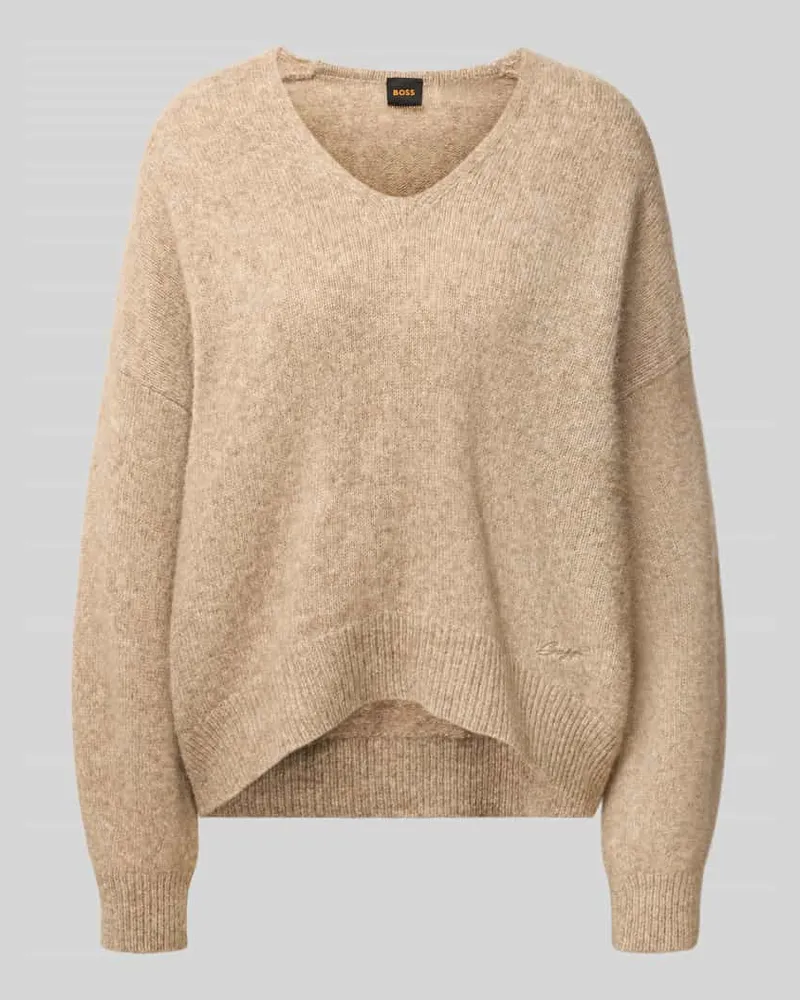 HUGO BOSS Loose Fit Pullover aus Alpaka-Woll-Mix Modell 'Fondyssa Beige