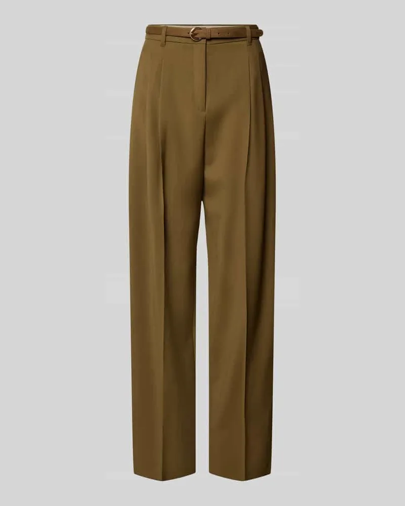 Max Mara Wide Leg Hose aus reiner Schurwolle Khaki