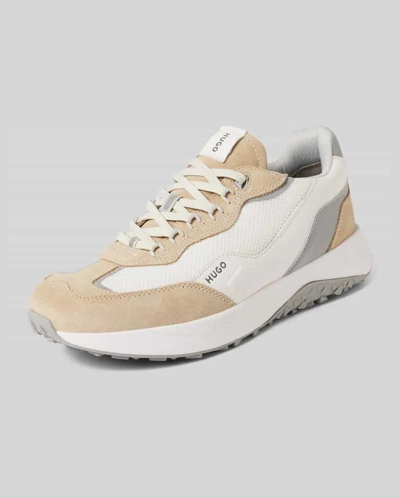 HUGO BOSS Ledersneaker mit Kontrastbesatz Modell 'Kane Beige