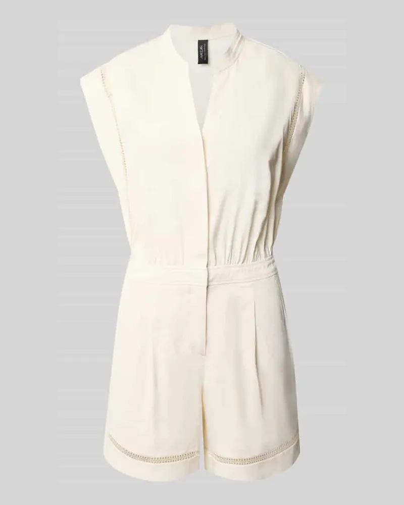 Marc Cain Jumpsuit aus Leinen-Mix mit Loch-Stickerei Sand