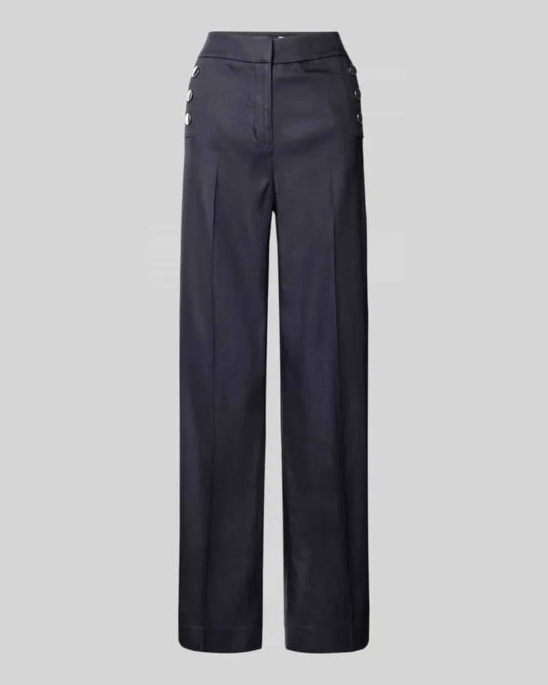 COMMA Fein strukturierte Hose mit Knöpfen Marine