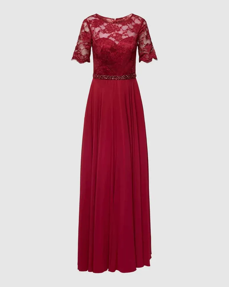 Mascara Abendkleid mit Spitzenbesatz Dunkelrot