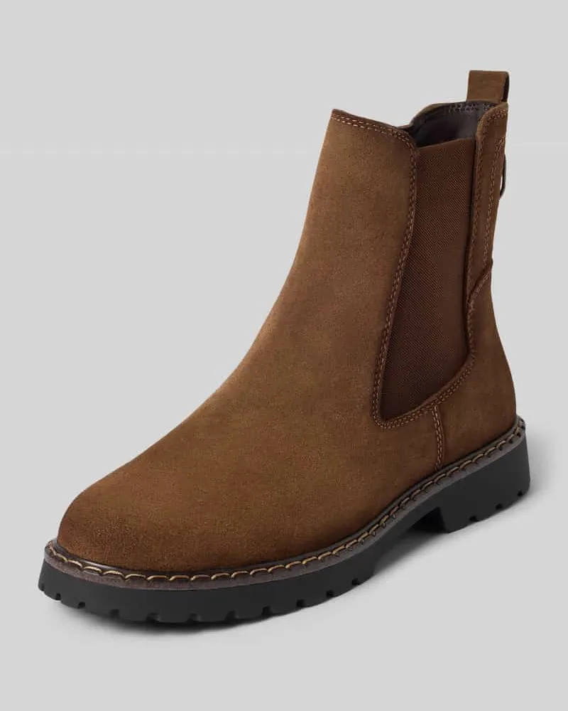 Tamaris Chelsea Boots aus Rindsnappa mit Reißverschluss Cognac