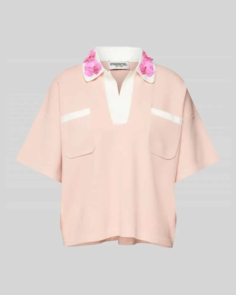 Essentiel Strickshirt mit Umlegekragen Modell 'Hoiseau Hellrosa