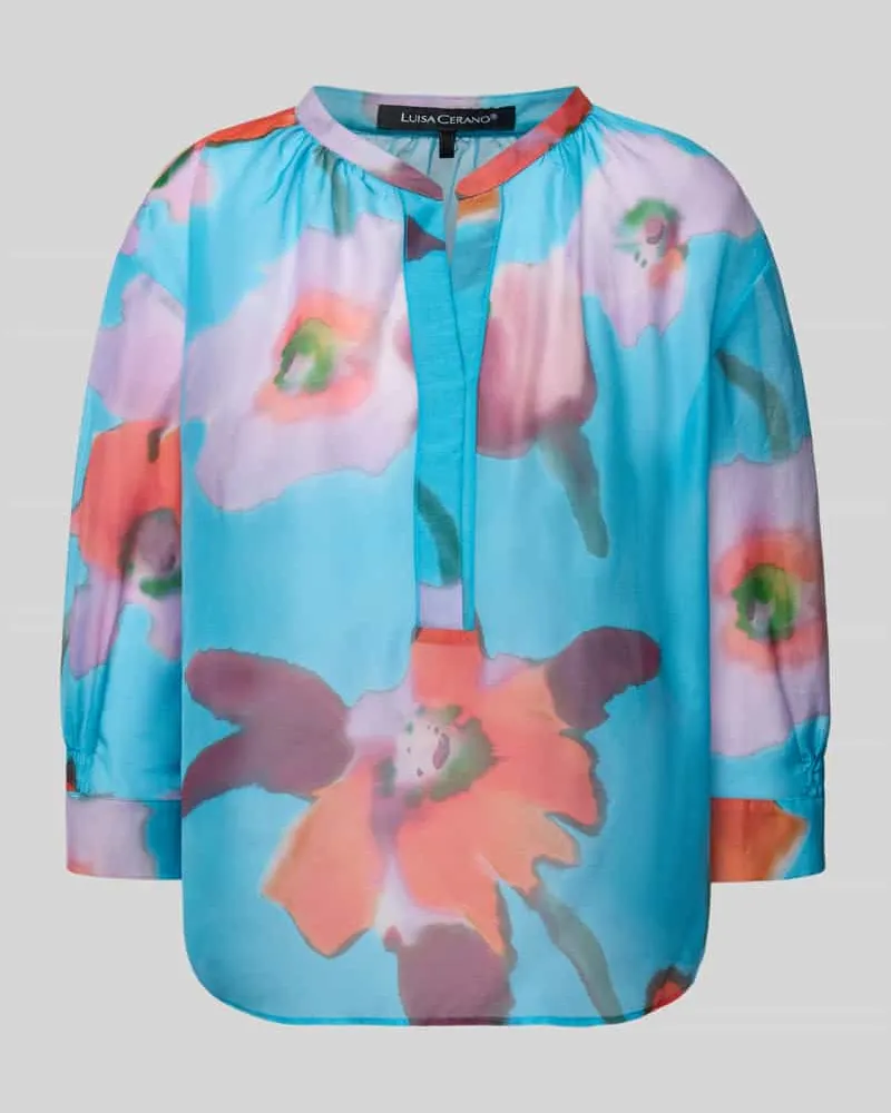 Luisa Cerano Regular Fit Blus aus Baumwoll-Seiden-Mix Tuerkis