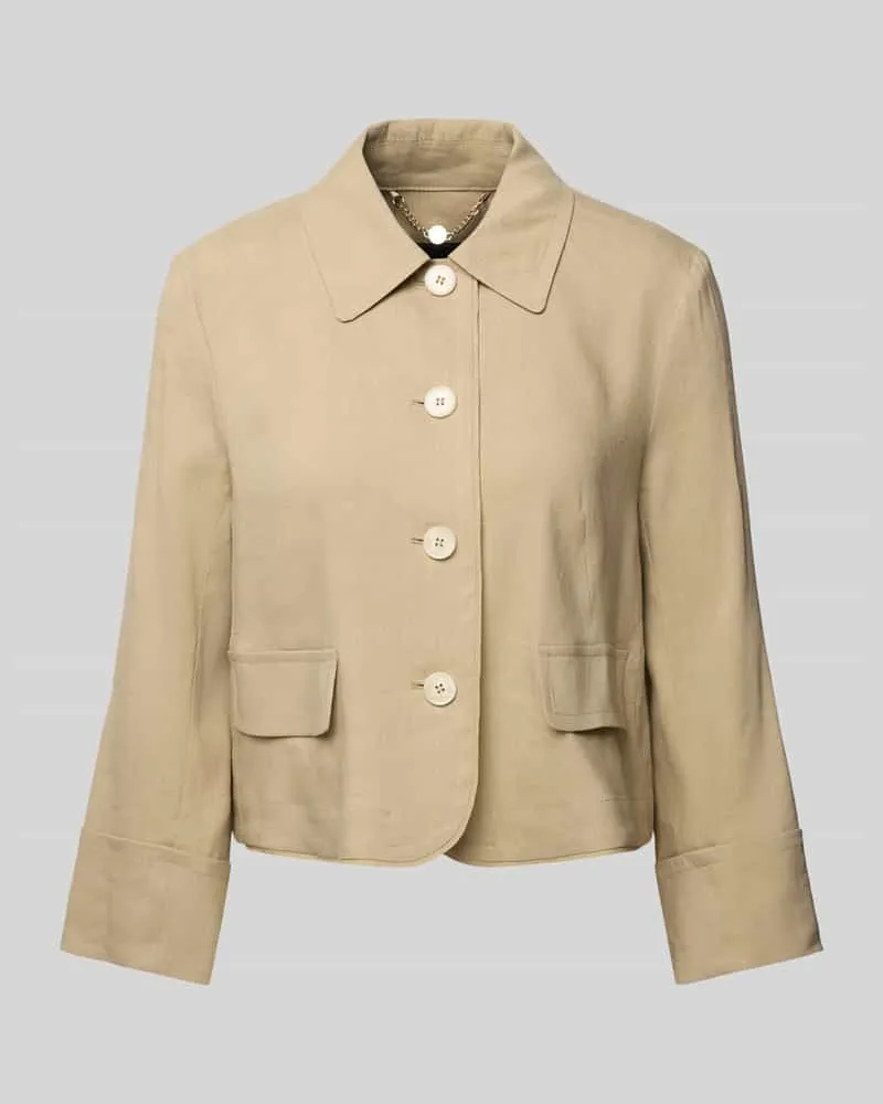 Marc Cain Regular Fit Blazer aus Leinen-Mix mit Knopfleiste Sand