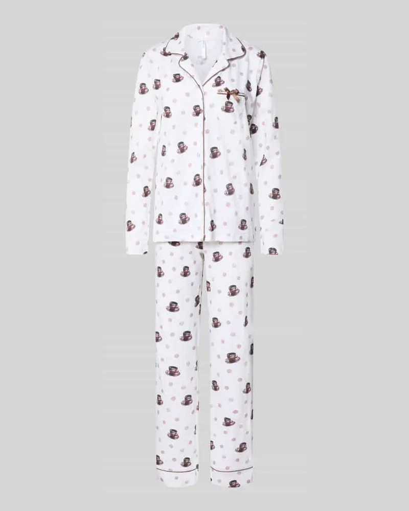 Louis & Louisa Pyjama-Set aus reiner Baumwolle Modell 'Meine Auszeit Weiss