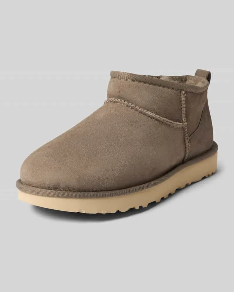 UGG Boots aus Leder mit Label-Patch Modell 'CLASSIC ULTRA MINI Oliv